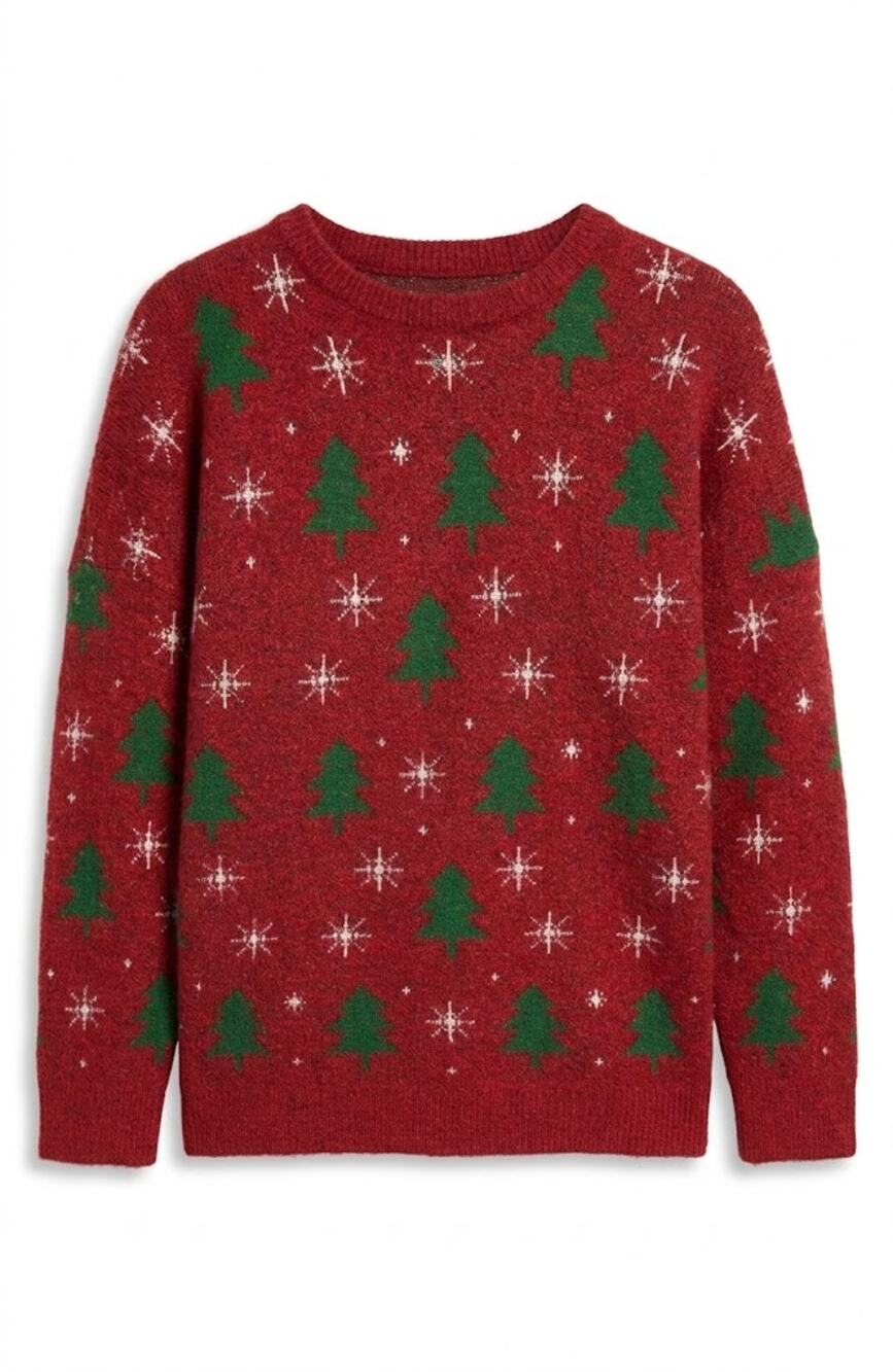 POL Holly Red Holiday Tree Relaxed Fit Crewneck Sweater NWT